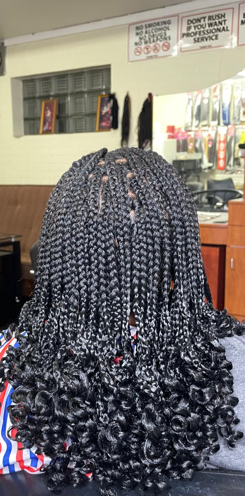 Box Braids with Curly Ends